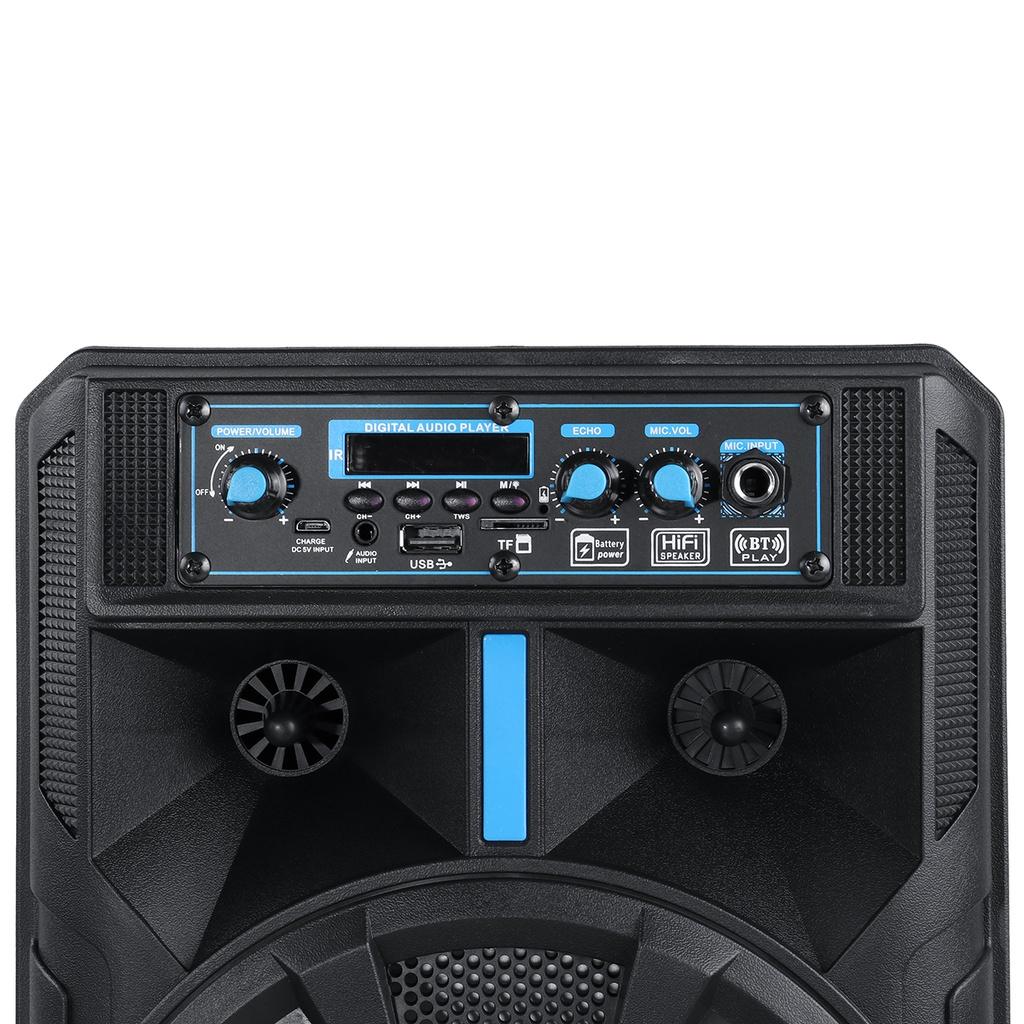 outdoor portable trolley wireless bluetooth speaker 8 inches high power subwoofer square dance KTV with AUX USB FM functio 15W