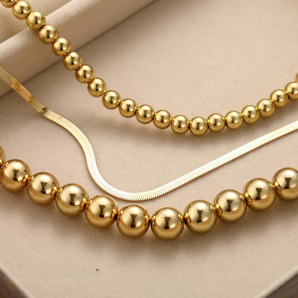 Temperament flat snake collarbone necklace female retro punk style handmade beaded neck chain