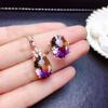 Colorful Watermelon Imitation Tourmaline Necklace Bright Luxury Egg-Shaped Amethyst Ring Pendant Earrings