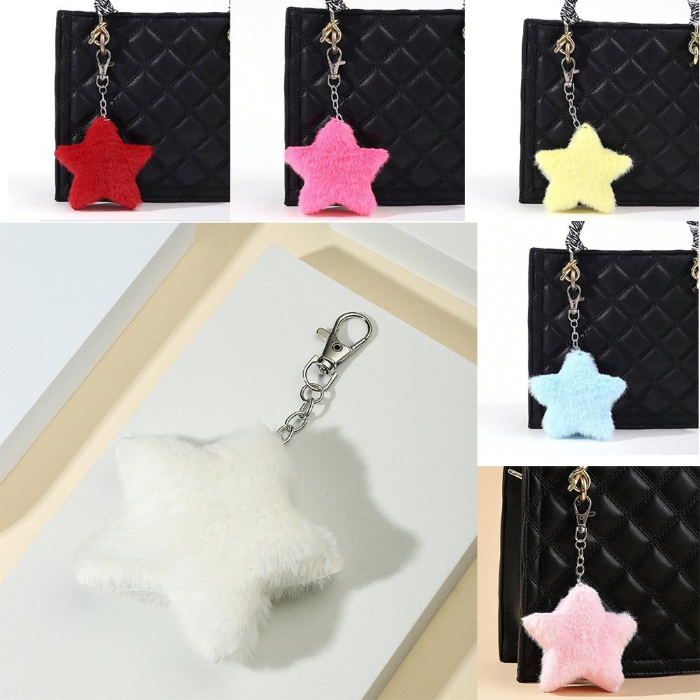 Mini Star Plush Pendant Portable Pentagram Bag Charm Cute Backpack Hanging Ornament Bag