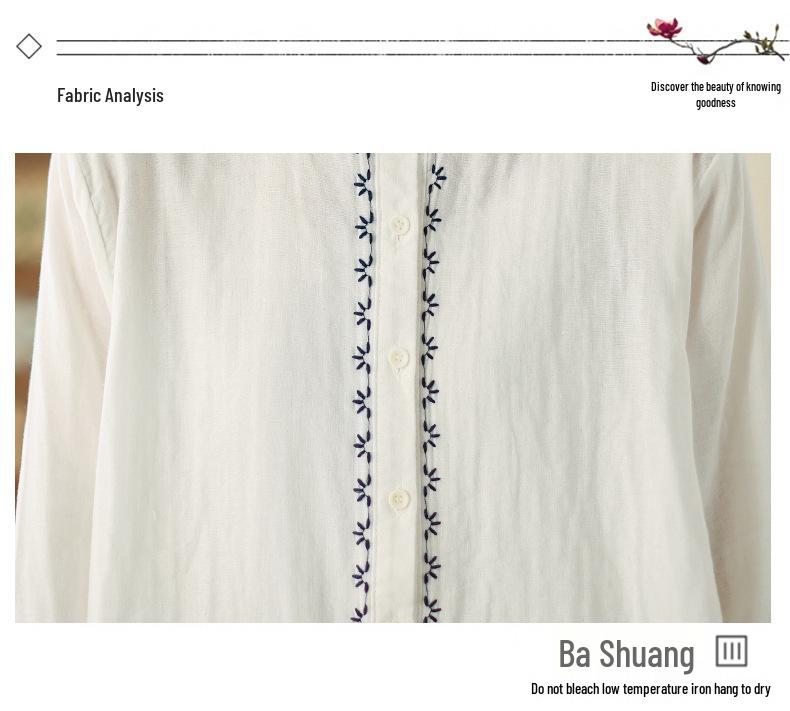 2025 Retro Art Women's Embroidered Lapel Shirt - Comfortable Spring Top