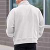 Autumn Winter Men's Plush Velvet Solid Long Sleeve Half Zip Polo Stand Collar Top