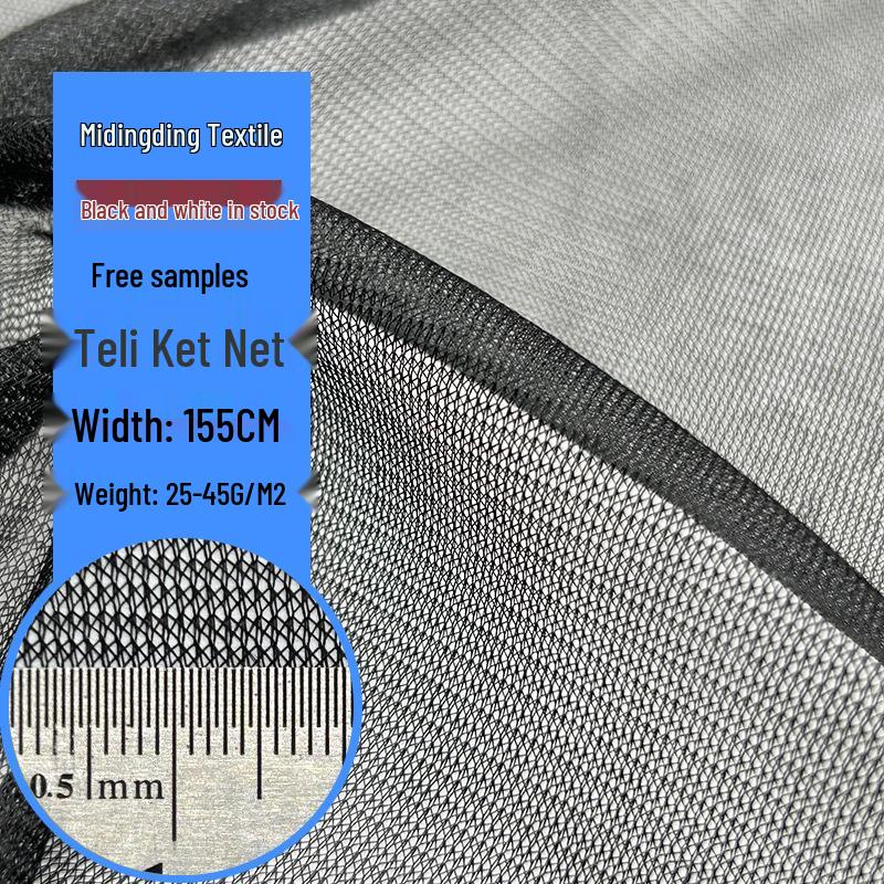 Black Tricot Mesh Mosquito Net Fabric - Knitted Polyester Shoe Material Custom Width/Color/Weight Available