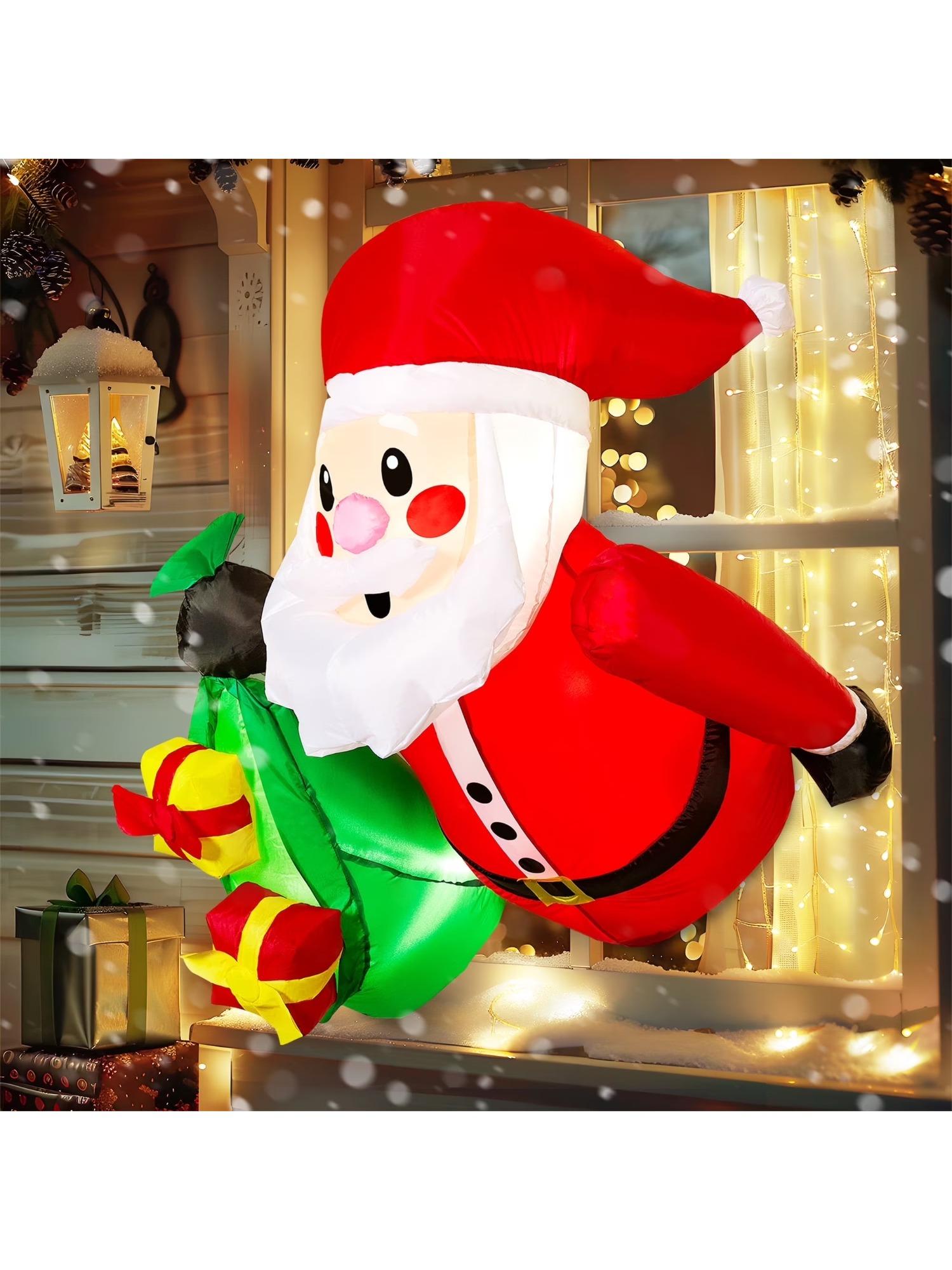 

Joyfy 3,5 фута Рождественские надувные украшения для окна и улицы Санта с мешками подарков Сломался со встроенными светодиодами для рождественских подарков