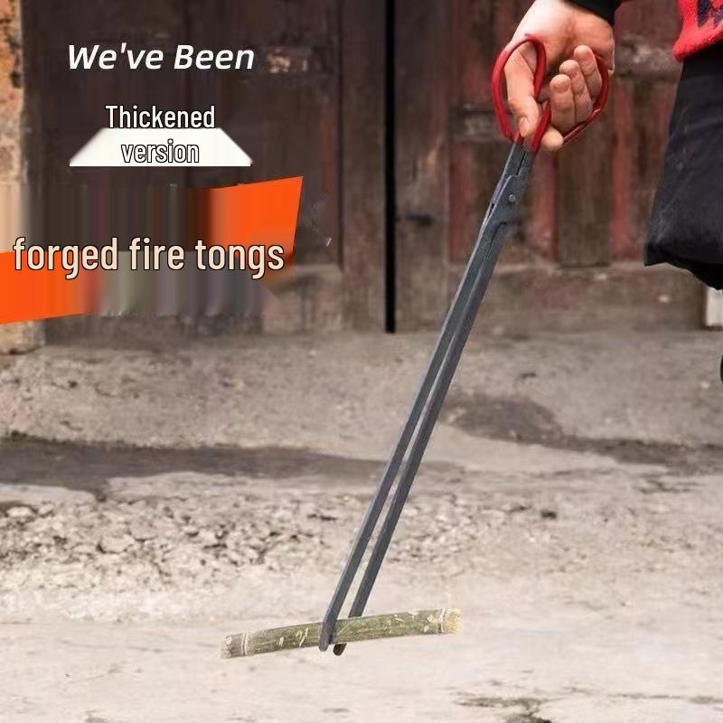 Handmade Long Steel Fire Tongs: Thick, Old-Fashioned Design for Sanitation & Cleaning