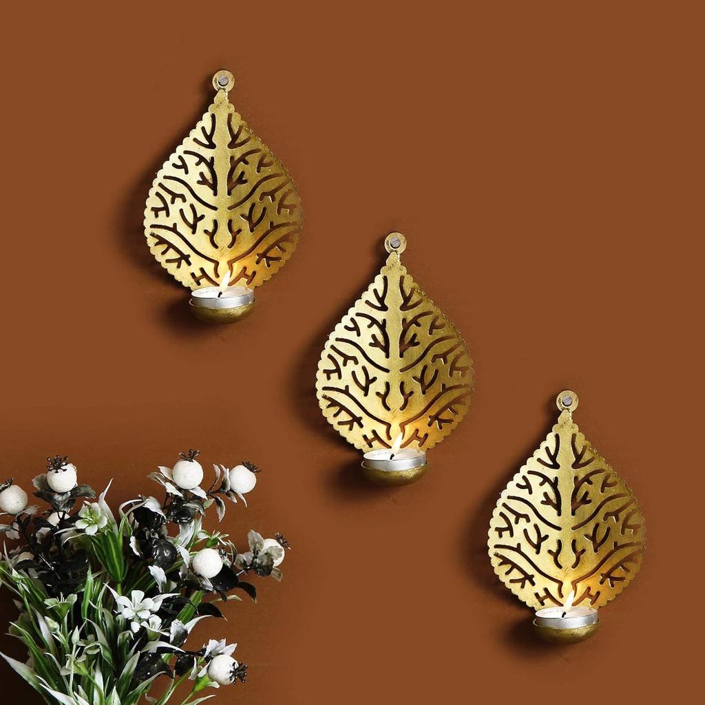 Candle Holder Antique Gold Finish Decorative Items, Home Decor Items for Living Room, Bedroom I Drawing Room,