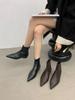fashion Pointed Toe Women Boots Woman Wedge Heeled Back Zipper Sock Stretch Boots For Woman Fashion Dress Low Heel Size 35-39 Short Boot