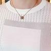 Letni okrągły dekolt lodowy jedwab ażurowy dzianinowy z krótkim rękawem bazowy cienki męski modny z półrękawem T-shirt oddychający sweter