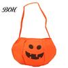 Halloween Gift Bag Pumpkin Candy for Kids, Small Trick or Treat Bucket, Reusable Soft Face Basket with Handle Party Decoration