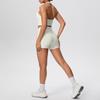 European & American Halter Sports Bra and High Waist Yoga Shorts Set for Women