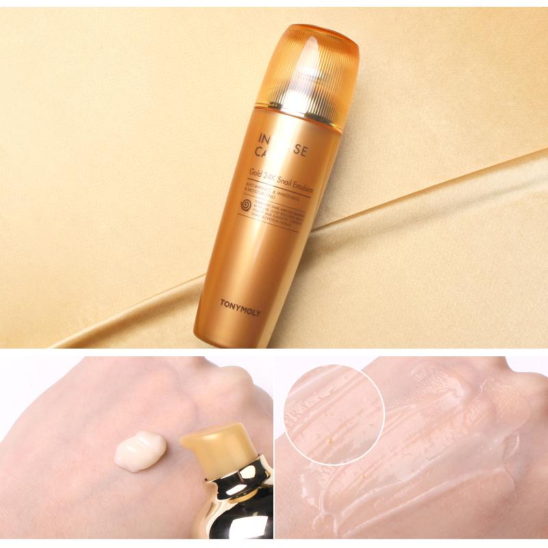 Tonymoly Intensyvios priežiūros auksinė 24 karatų sraigių emulsija 140 ml