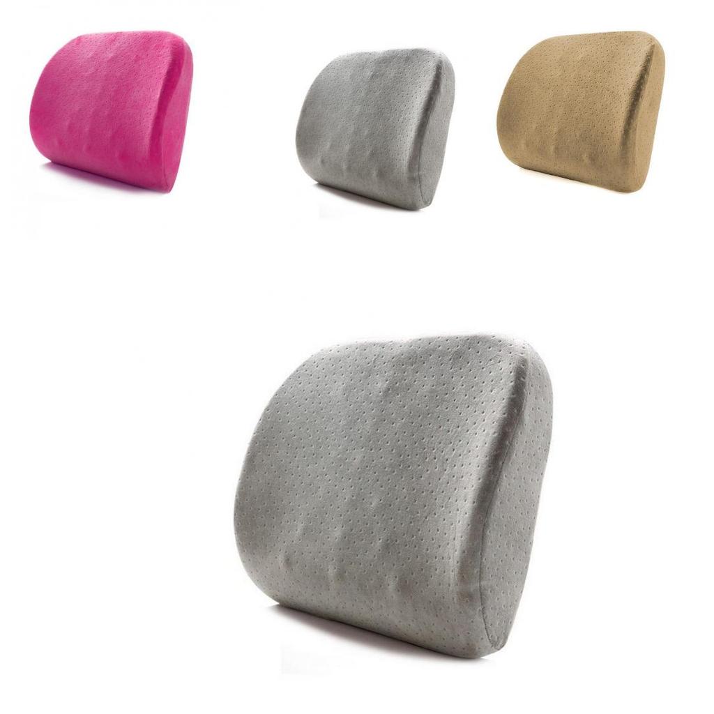 Memory Foam Lumbar Support Pillow With Plush Cover For Office Chair And Bed