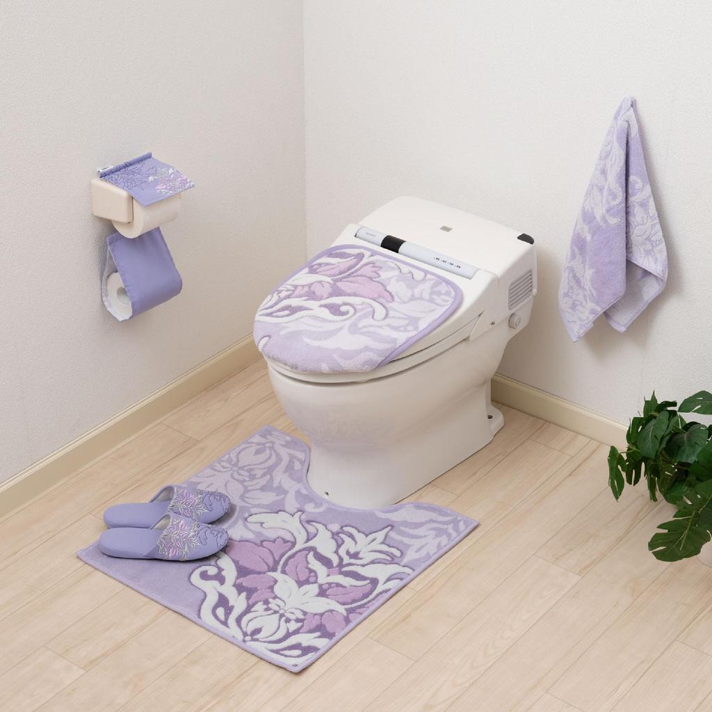 Senko DECORMUSEE Samira Long Toilet 80 x 60 Lavender Damask Antibacterial and Odor Made in Product Number 32054 Mat, Approx. cm, Pattern, Resistant,