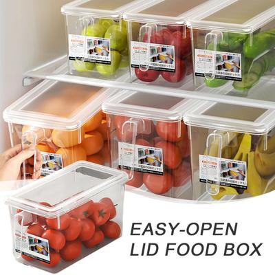 Organizér do lednice Průhledná nádoba na potraviny s víkem a rukojetí Potravinářský organizér do lednice Úložný box na ovoce, zeleninu, saláty