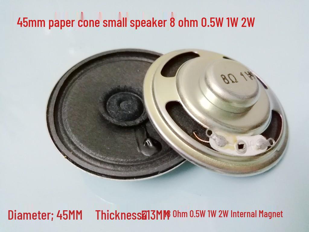 45mm Paper Cone Speaker with Free Shipping - 8 Ohm, 0.5W/1W/2W - Internal Magnet, Compact Size 1 piece-8 Ohm 2W