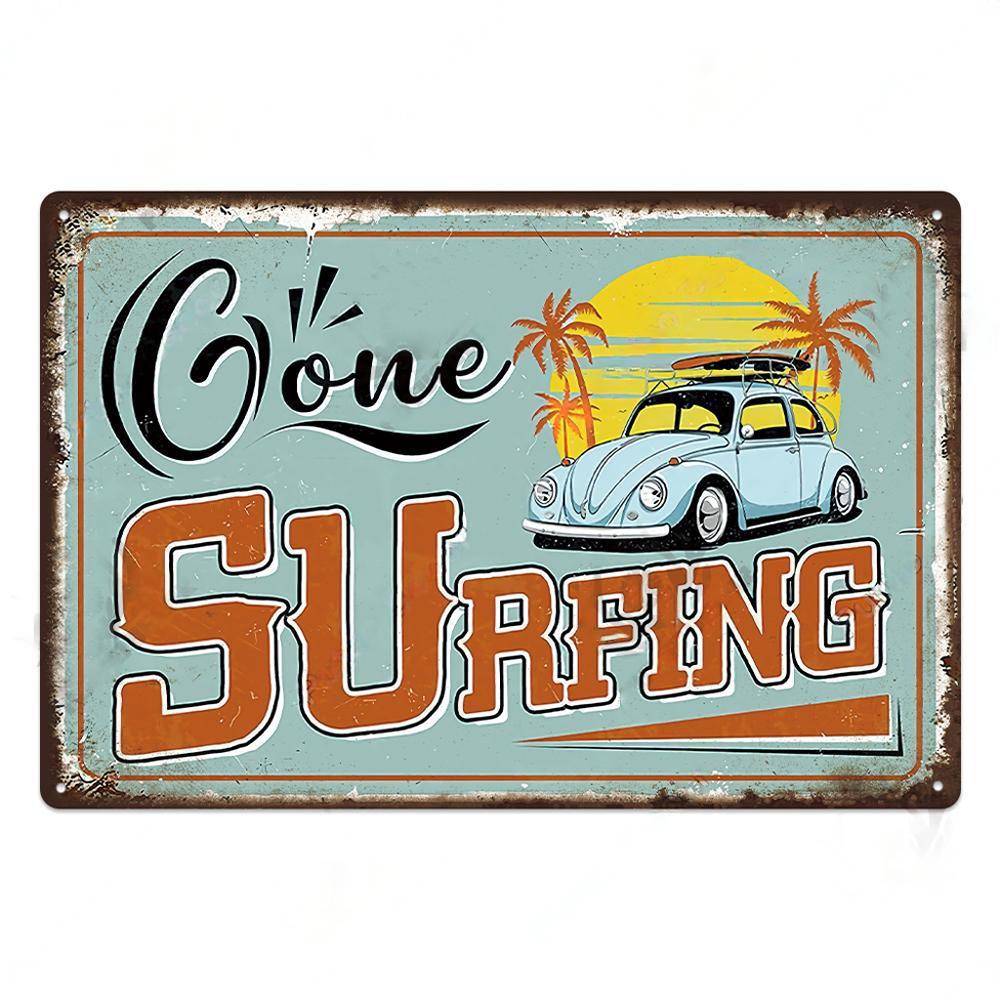 Summer Beach Decor Vintage Metal Tin Signs Plaque Metal Plate Retro Posters Wall Art Decor Seaside