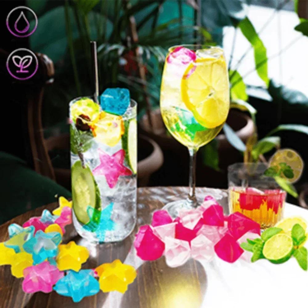 20Pcs Reusable Plastic Quick-Freeze Easy-to-Clean Fake Ice Cubes for Making Cold Appealing Drinks