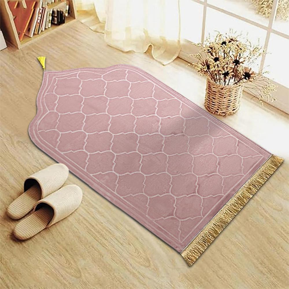 Thick Prayer Rug Prayer Mat with Tassels Islamic Turkish Irregular Anti-Slip Praying Rug Carpet Thick Soft Flannel