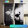 2pcs Black and White Swan Printed Curtain for Home Decor - Rod Pocket Window Treatment for Bedroom, Office, Kitchen, Living Room