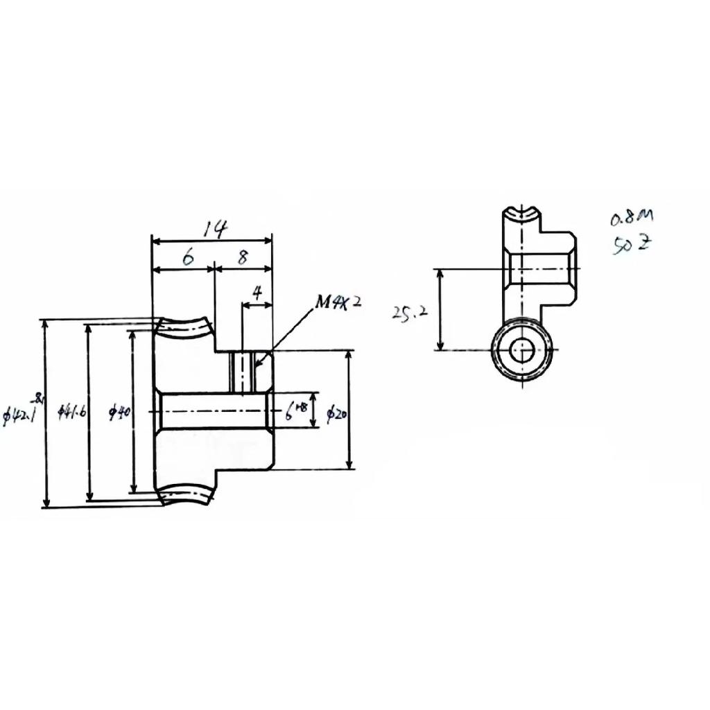 0.8M 1:1 Standard Precision Worm Gear Set POM 20/30/40/50 Teeth Turbine Quality Parts 5/6MM Reducer Lightweight Low Noise