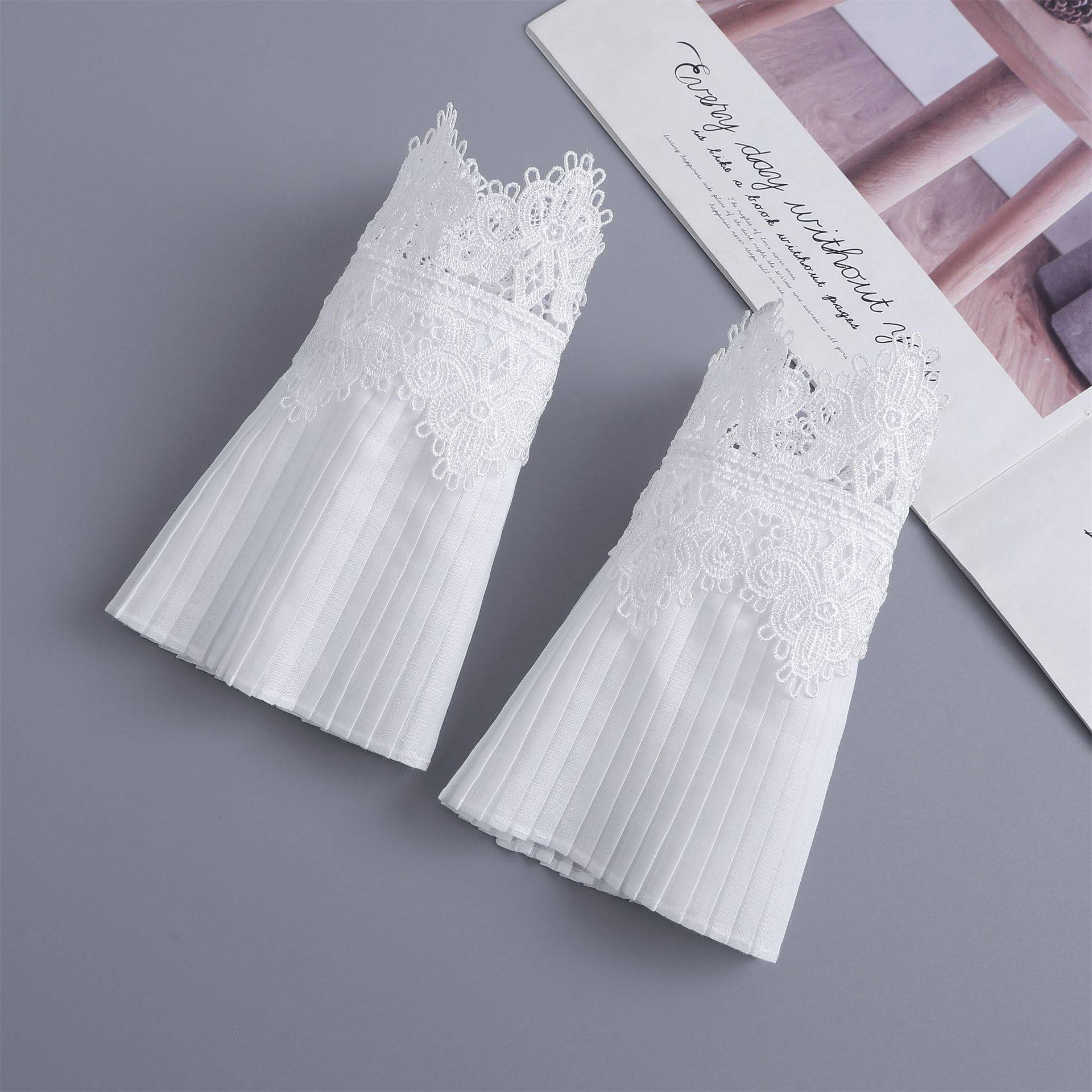 

Кружевные накладные рукава Элегантные съемные манжеты с бантом для женщин Модные аксессуары