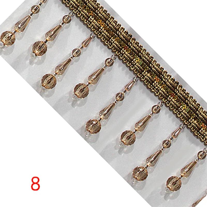 

1m/2m Acrylic Beads Tassel Pendants Lace European Style Lace Trim DIY Decorative Lampshades Curtain Accessories Upholstery Trim length 1m