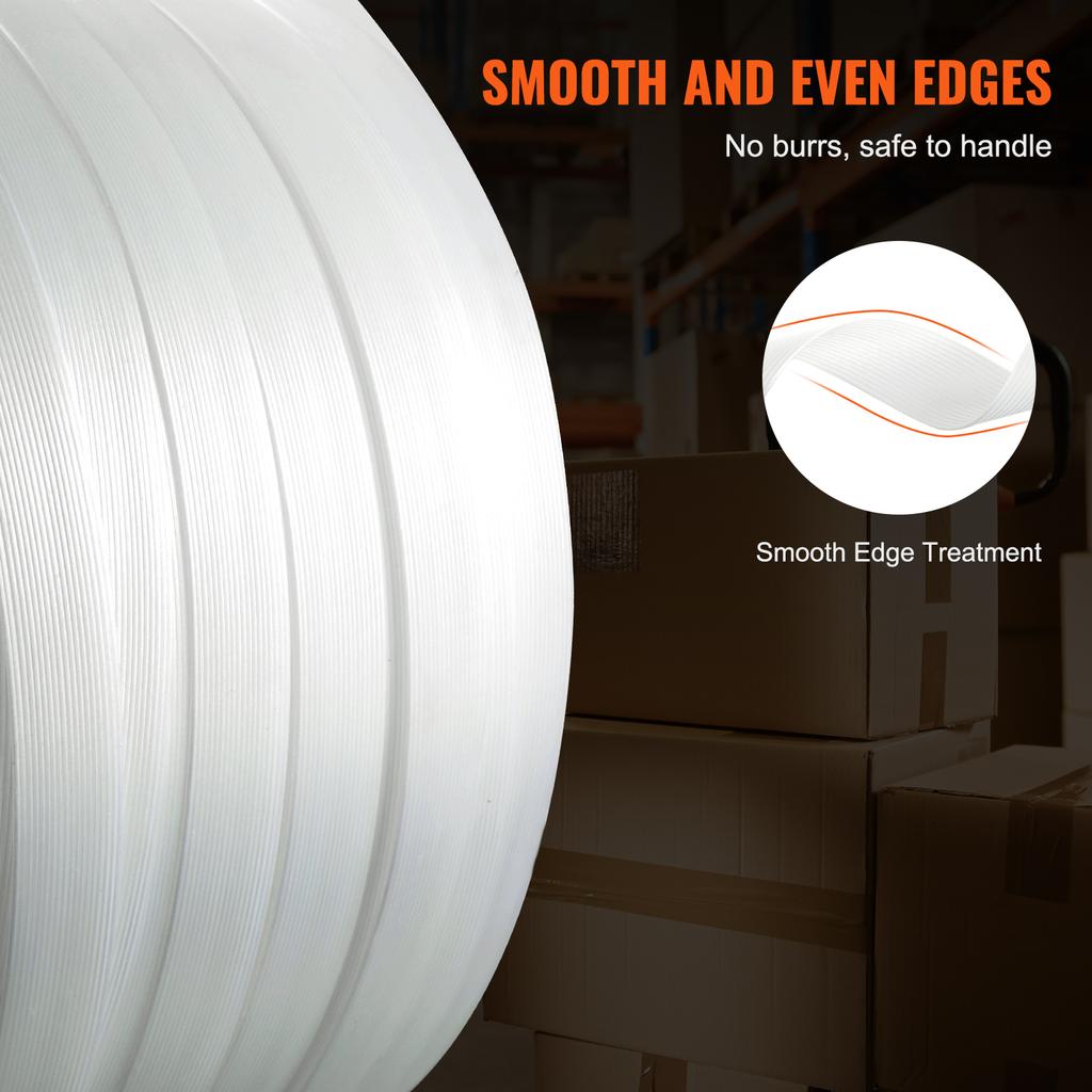 SucceBuy 330/660/1640ft Verpackungs-Gewebeband Weißes Umreifungsband Rollenband Palettenband Rolle Tragbar Starkes Bündelband Verpackungsband