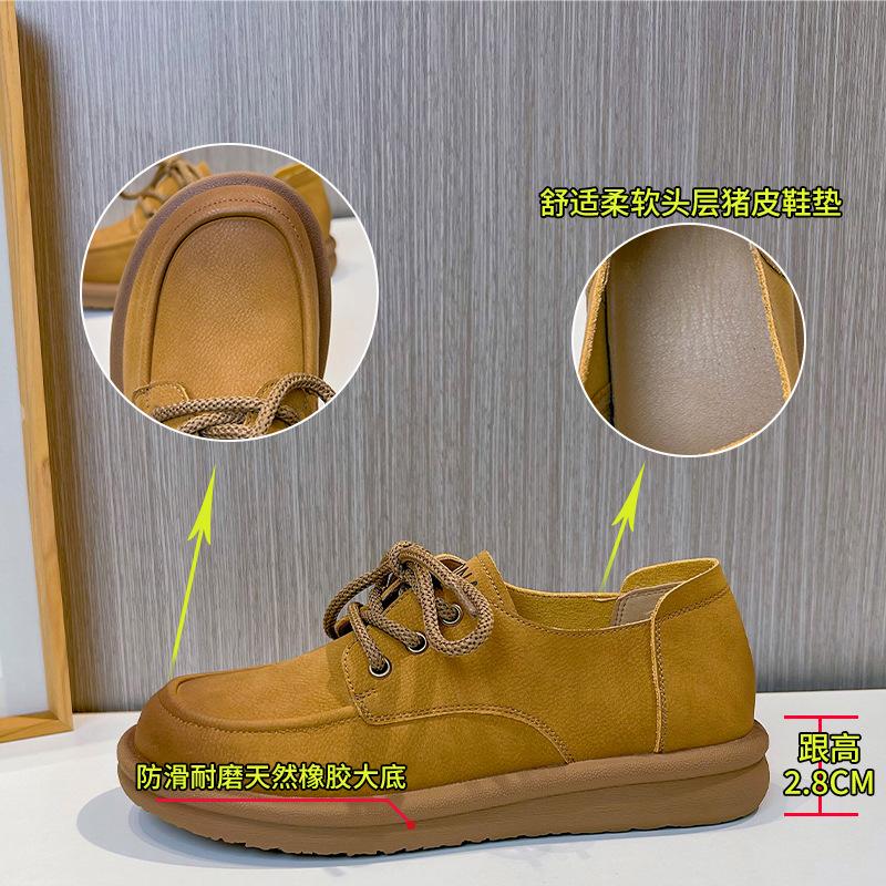 Genuine leather women's shoes 2025 spring new retro small leather shoes casual versatile single shoes women's flat commuting loafers women's