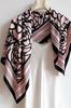 Women' Scarf 90X90 "Black Camellias on Powder Pink" - Elegant Floral Scarf, Imitation Silk
