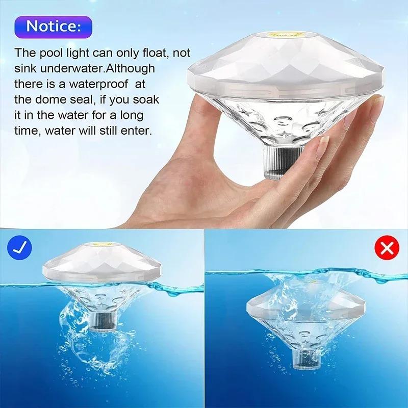 LED Waterproof Floating Underwater Pool Light RGB Disco Glow Show Lamp for Swimming Pool Hot Tub Spa Bath Party Festival Decor Lighting