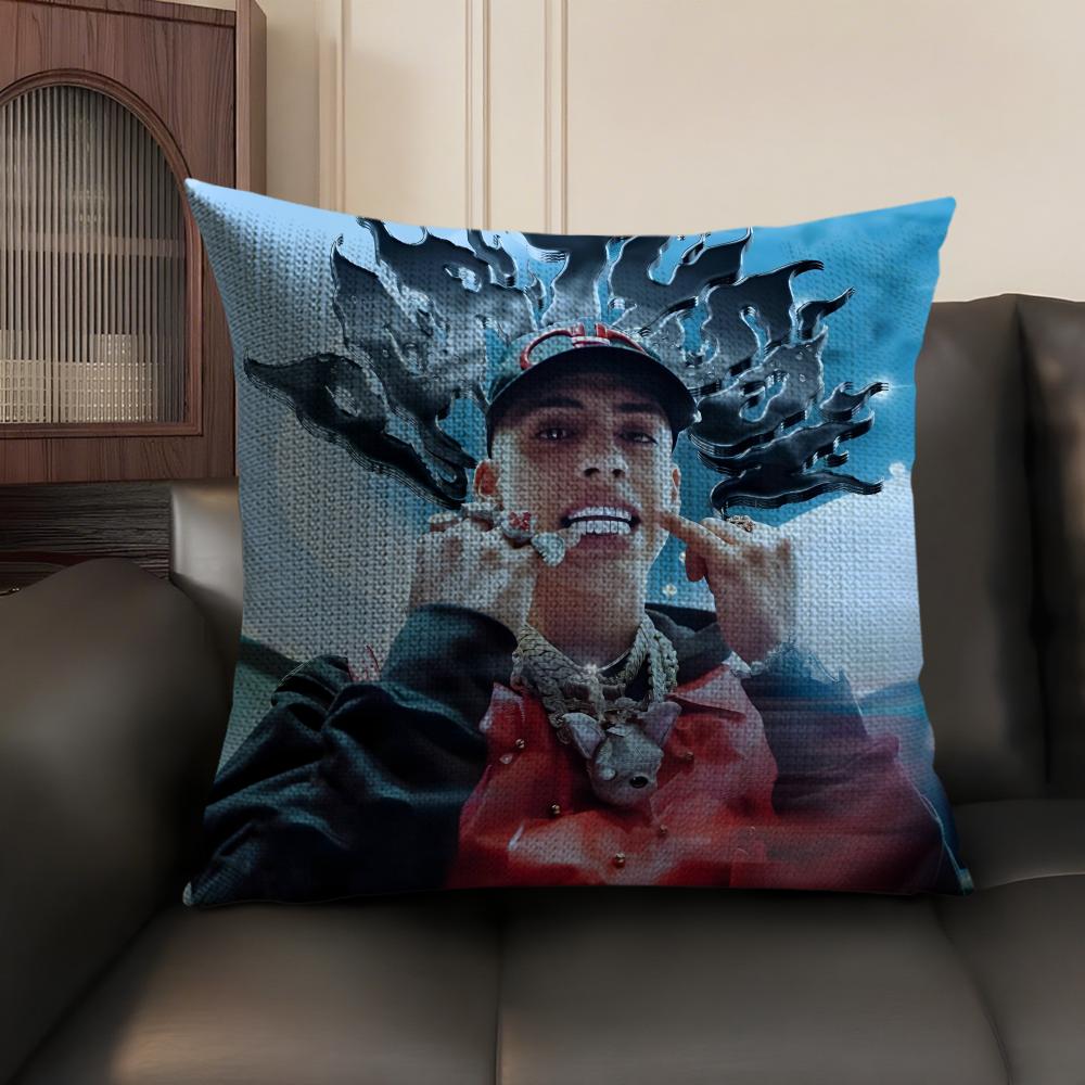 C-Cris M-Mj Singer Cushion Cover Natural Linen Organic Fabric Double-Sided Printing Sofa Home Decor Gift Pillow Case
