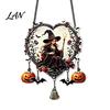 Festival Hanging Pieces Halloween Acrylic Love Heart Wreath Ornament, Cartoon Owl Ghost Witch Party Props Skeleton Decor, Festive Decoration