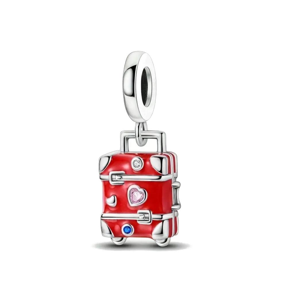 New 925 Silver, Red Strawberry, Mushroom, Car Bead Cross, Dog Pendant Original Bracelet DIY Accessories Exquisite Jewelry