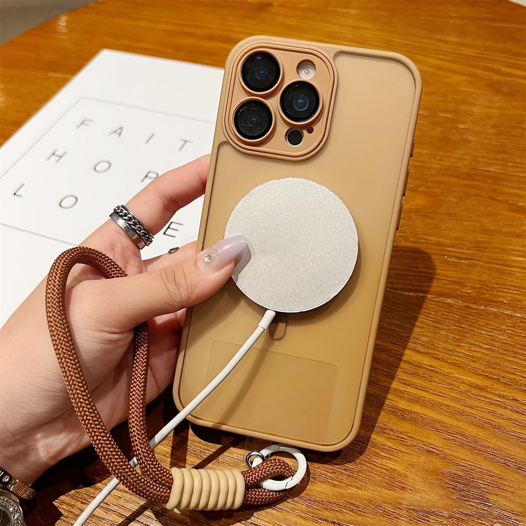 Funda Protectora Transparente Magsafe Antigolpes con Borde Mate Para Para Iphone 17 16 14 13 Mini 15 12 11 Pro Max Plus Correa de Muñeca Cubierta Magnética