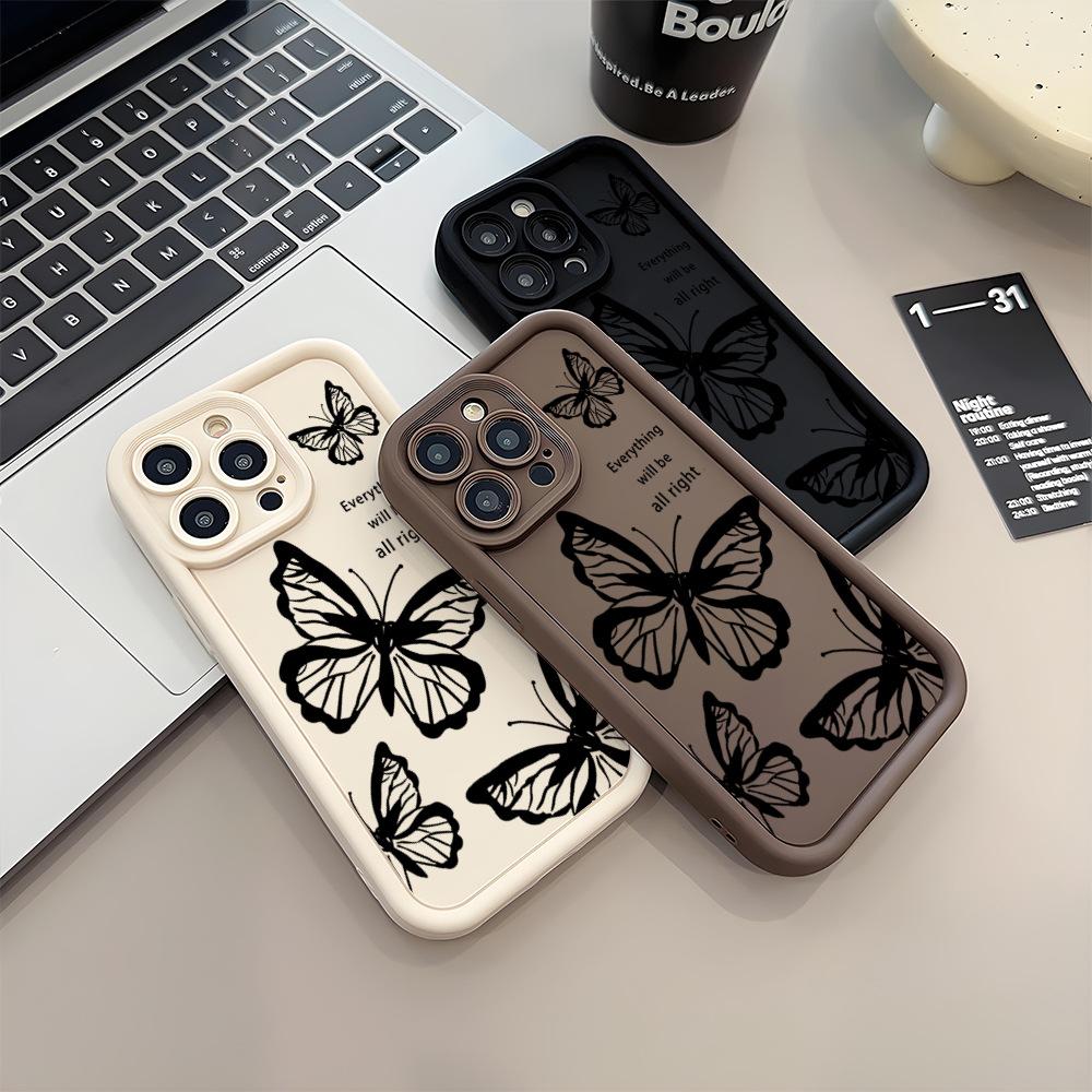 Line Butterfly Suitable for Apple 16 Mobile Phone Case New Iphone15promax Cartoon 13 Personality 17 Women's Anti Fall