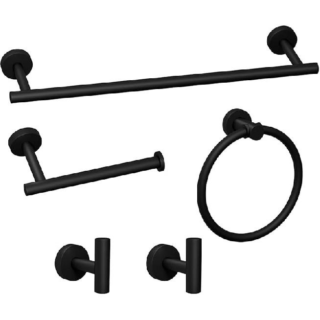 14-Pieces Matte Black Bathroom Accessories Set, Stainless Steel Bathroom Hardware Set, Bath Towel Bar Set, Towel Racks for Bathroom Wall Mounted.