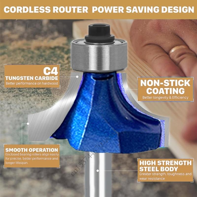 Round Over Edging Router Bit Radius In 3/8 3/4 8mm Shank Router Bit Straight End Mill Trimmer P9YB