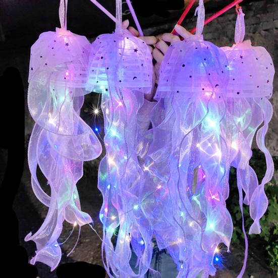 Yard Lantern Interesting Elegant Gauze Colorful Lights High Brightness Multifunction Decorate Lightweight Jellyfish Pendant Light Outdoor Supplies