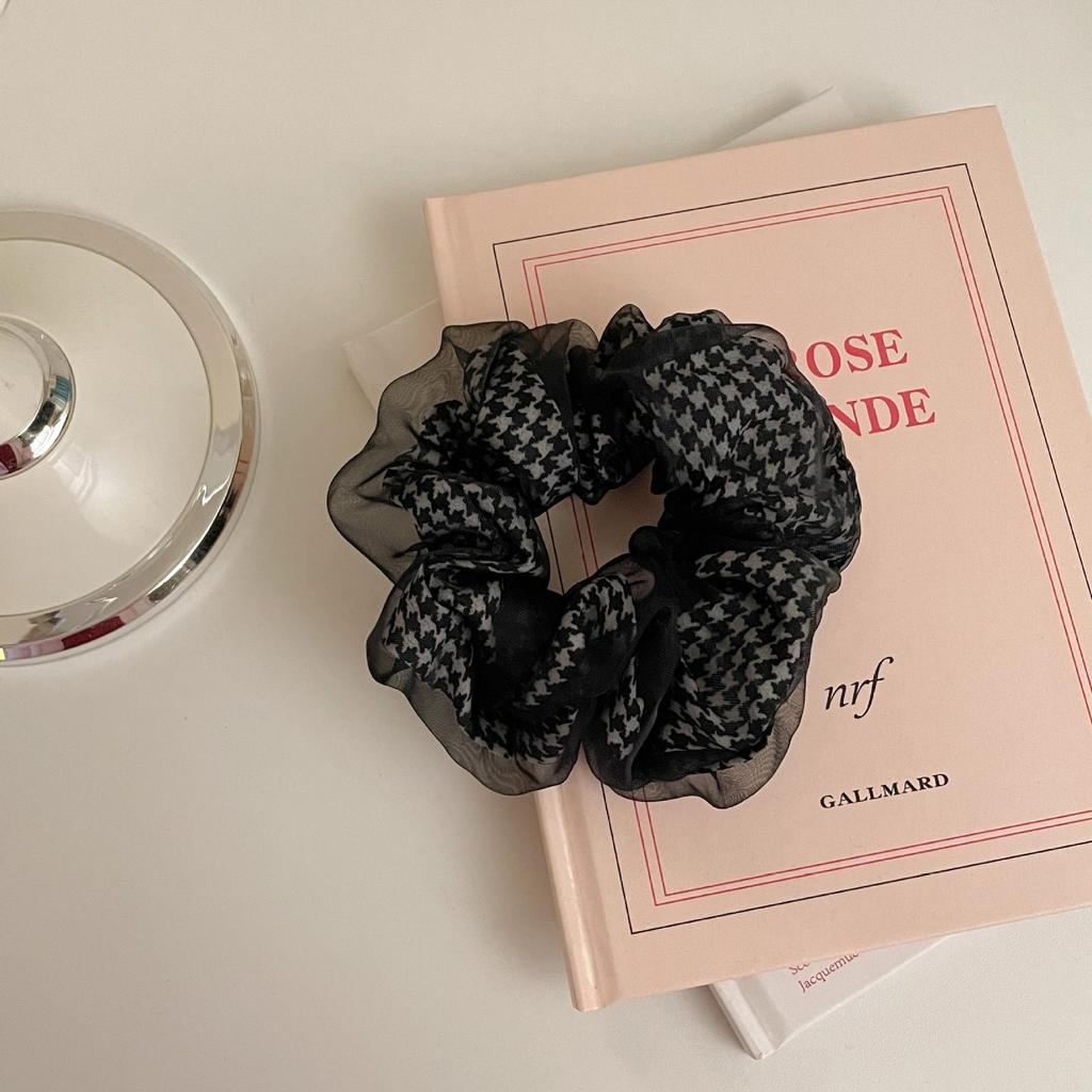 Sweet Korean Style Floral Mesh Hair Tie with Large Intestine Design - School Style Rubber Band E18