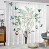 Set Of 2 Hd Digital Hundred Birds Hanging Clock Tree Printed Window Valance Home Decorating Style Decorative Living Room Bedroom Curtain Polyester