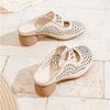 Fashion Wearing Slippers for Womens 2025 Summer New Leather Hollow Out Thick High-heeled Breathable Hole Toe Slippers Women Ladies Shoes