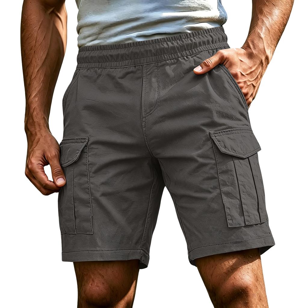 Pantaloncini Cargo Casual Leggeri da Uomo Vita Elastica Design Multi Tasche Tessuto Resistente Cavallo da Cinque Pollici Pantaloncini Estivi