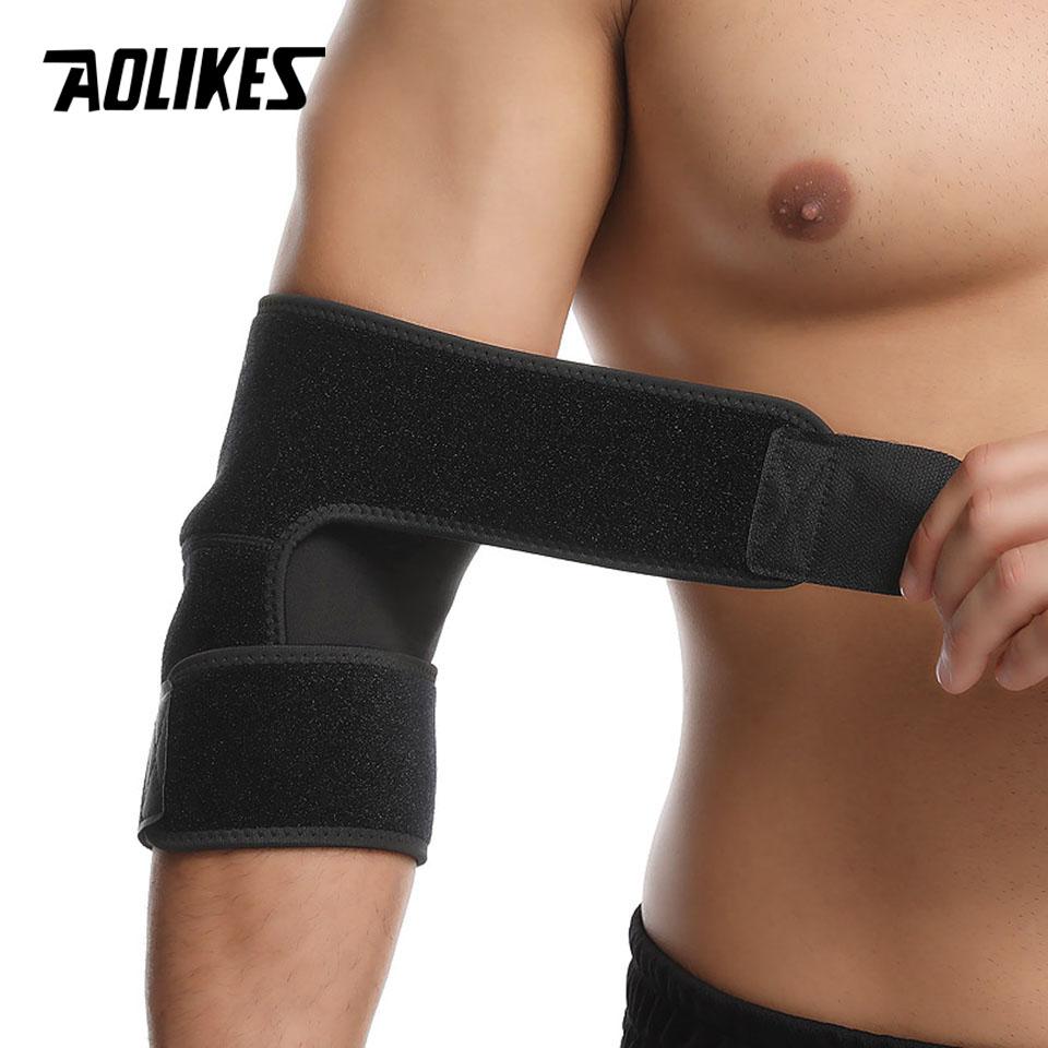 AOLIKES 1PCS Adjustable Elbow Support Wrap Brace Pad Strong Basketball Sports Elastic Elbow Injury Pain Relief Protector
