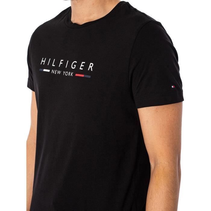 T-shirt - Tommy Hilfiger - New York - Slim - Noir - 95% coton transitionnel