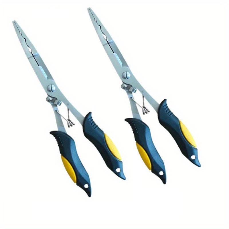 2pcs 11.8in Multifunctional Luya Pliers Stainless Steel Fishing Pliers Fishing Accessories Fish Mouth Pliers Hook with Rubber Handle