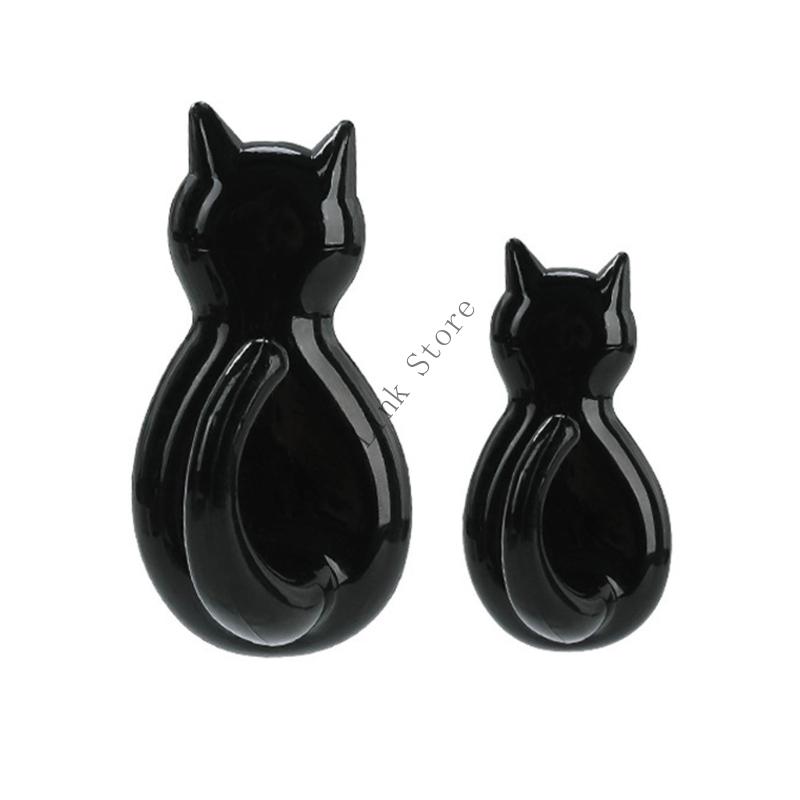 Q1FD 2pcs Easy Installation Decorative Plastic Cats Hooks With Adhesive Backing Storage Organizers For Coats Keys Accessories