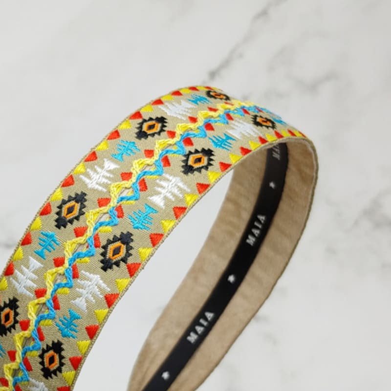 MAIA Geometric Pattern Headband - Beige