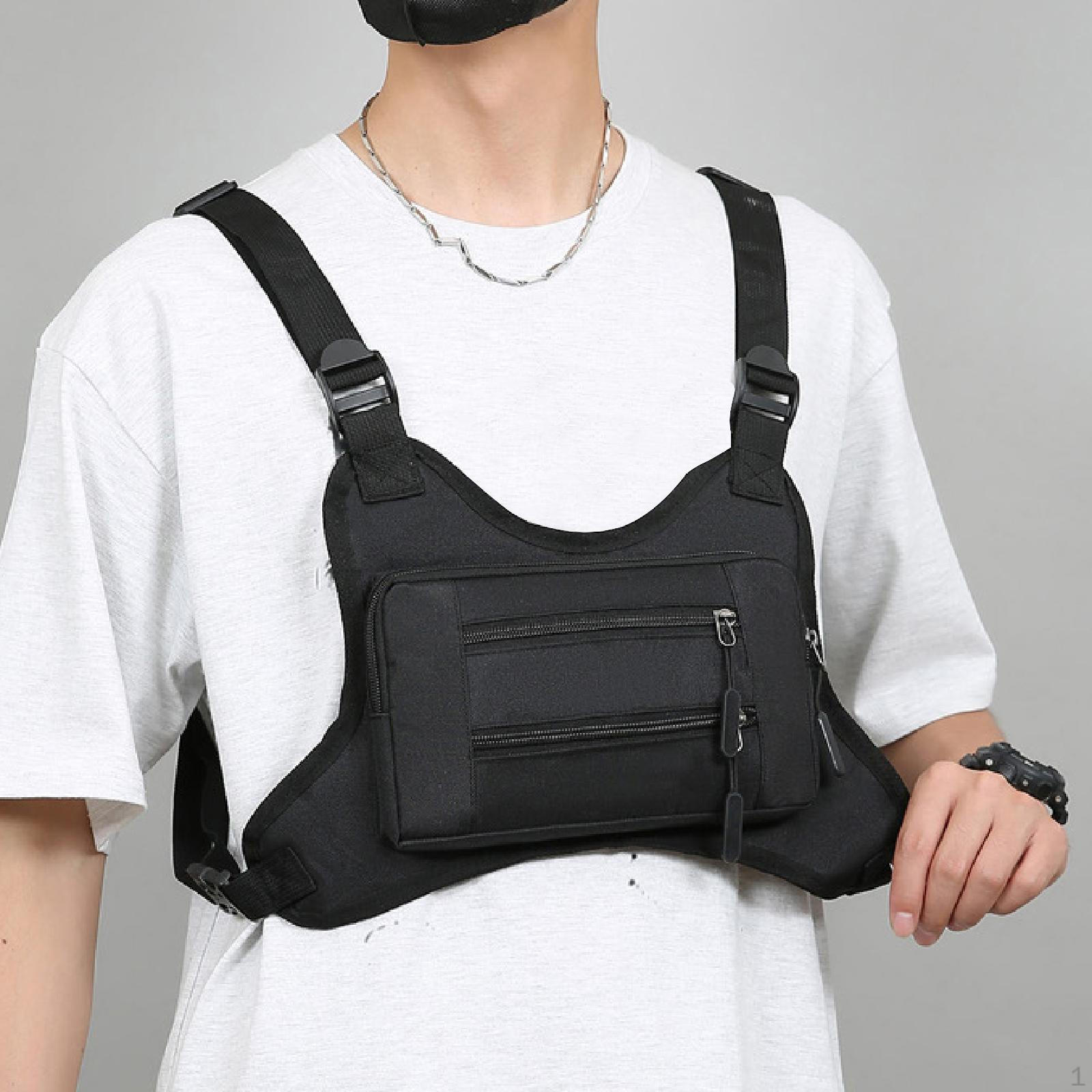 

Chest Rig Bag Adjustable Shoulder Strap Phone Holder Running Vest for Outdoor зелений
