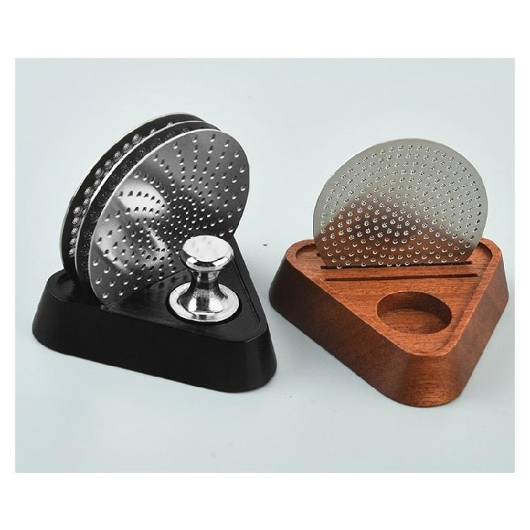 3 balení 53,5 mm sítko na espresso z nerezové oceli Kávový filtr se sítkem a magnety Extractor a dřevěný stojan