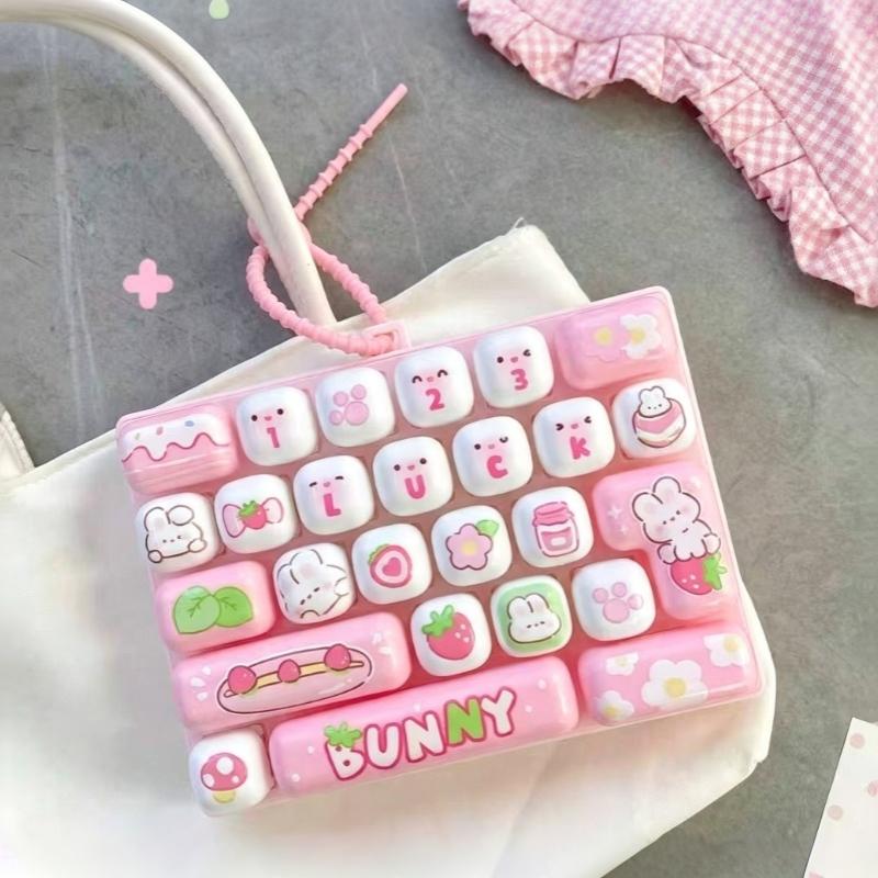 26 Buttons Cute Cartoon Simulation Keyboard Toy Portable Stress Relief Fidget Pendant for Kids Long Car Ride Boredom Relief